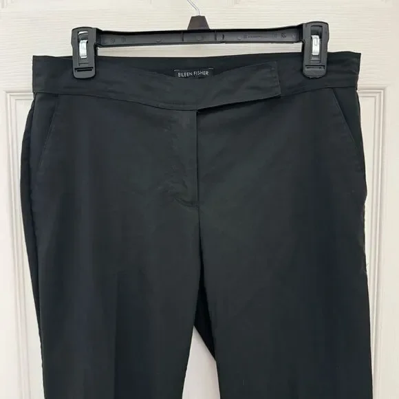 Eileen Fisher System Refined Tencel Pants Straight Leg Size 6 Black Business - Picture 5 of 8
